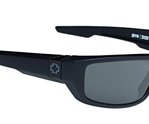 Spy Optic Men's Dirty Mo Polarized Rectangular Sunglasses, Matte Black Frame/Grey Lens, one Size