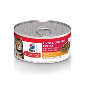 hill's science diet light, adult 1-6, weight management support, wet cat food, liver & chicken minced, 5.5 oz can, case of 24