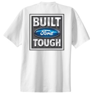 Trenz Shirt Company Ford Tough Logo Built Ford Tough Pickup Truck F150 Official Authentic Tee-White-Medium