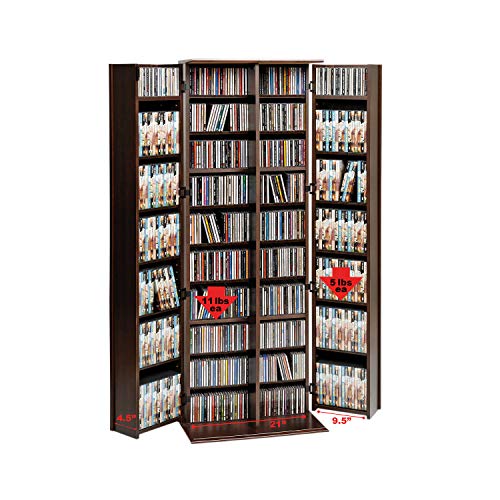 Espresso Grande Locking Media Storage Cabinet with Shaker Doors