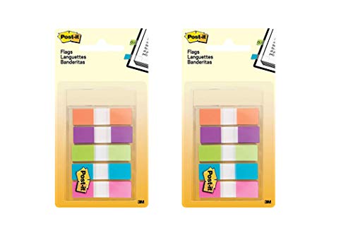 Post-it : Small Flags, Five Bright Colors, Five Dispensers of 20 Flags per Color -:- Sold as 2 Packs of - 100 - / - Total of 200 Each