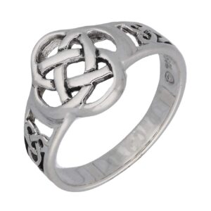 Celtic Triquetra Trinity and Flower Knot Eternity Sterling Silver Ring Size 10(Sizes 4,5,6,7,8,9,10,11)