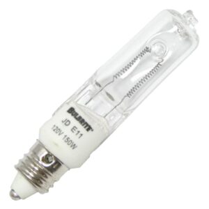 bulbrite halogen t4 q150cl/mc 120-volt halogen jd type mini-candelabra e11 bulb, 150-watt,clear