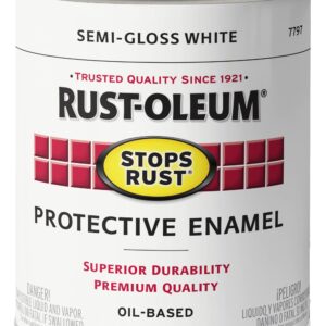 Rust-Oleum 7797502 Stops Rust Brush On Paint, Quart, Semi-Gloss White, 1 Quarts (Pack of 1)