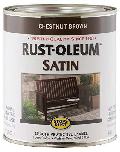 Rust-Oleum 7774502 Stops Rust Brush On Paint, 1 Quarts (Pack of 1), Satin Chestnut Brown (Packaging may vary)