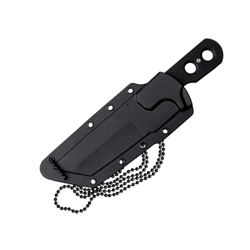 Cold Steel Mini Tac Tanto 3.75" AUS8A Razor-Sharp Plain Blade 3" Griv-Ex Handle Tactical Fixed Blade Neck Knife w/Secure-Ex Sheath