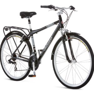 Schwinn Discover Adult Hybrid Bike for Men and Women, 700c Wheels, 21-Speeds, 19-Inch Aluminum Step-Over Frame, Front and Rear Fenders, Rear Cargo Rack, Black