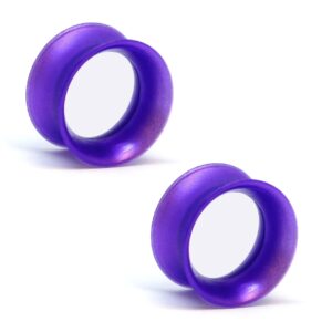 kaos brand: pair of silicone double flared skin eyelets: 0g, wearable length: 5/16" royal purple pearl