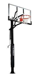 silverback 60" in-ground basketball system with adjustable-height tempered glass backboard and pro-style breakaway rim