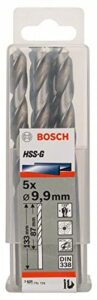 bosch 2608585521 metal drill bit hss-g 9, 9mmx3.43inx5.24in 5 pcs