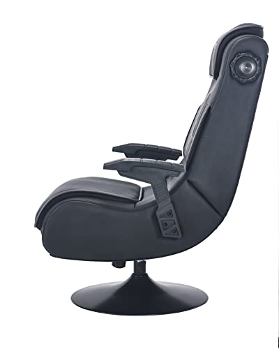 X Rocker Pro Leather Lounging Video Gaming Pedestal Chair with Vibration - Wireless Audio Force Modulation Technology - 2 Speakers & Subwoofer - Armrest - Black