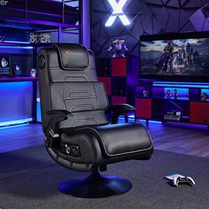 X Rocker Pro Leather Lounging Video Gaming Pedestal Chair with Vibration - Wireless Audio Force Modulation Technology - 2 Speakers & Subwoofer - Armrest - Black