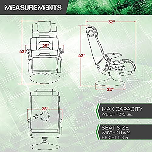 X Rocker Pro Leather Lounging Video Gaming Pedestal Chair with Vibration - Wireless Audio Force Modulation Technology - 2 Speakers & Subwoofer - Armrest - Black