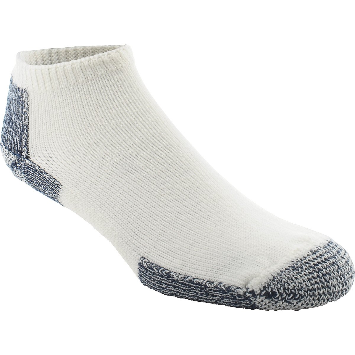 Thorlos Unisex Running No Show Single Pair White/Navy Socks LG (Men's Shoe 9-12.5, Women's Shoe 10.5-13)