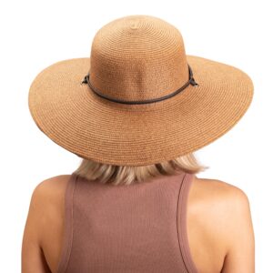 Sloggers Women's Wide Brim Braided Sun Hat with Wind Lanyard - UPF 50+ Maximum Sun Protection Dark Brown