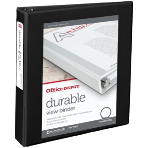 officemax durable view binders with round ring 1-1/2", black