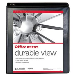 OfficeMax Durable View Binders with Round Ring 1-1/2", Black