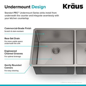 Kraus Standard PRO 33-Inch 16 Gauge Undermount 60/40 Double Bowl Stainless Steel Kitchen Sink, KHU103-33