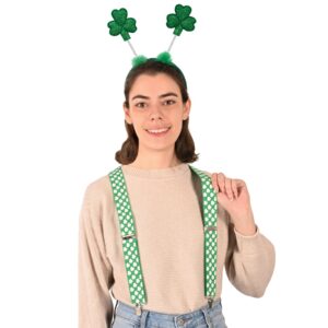 Beistle St. Patricks Shamrock Suspenders, 1ct, Green/White