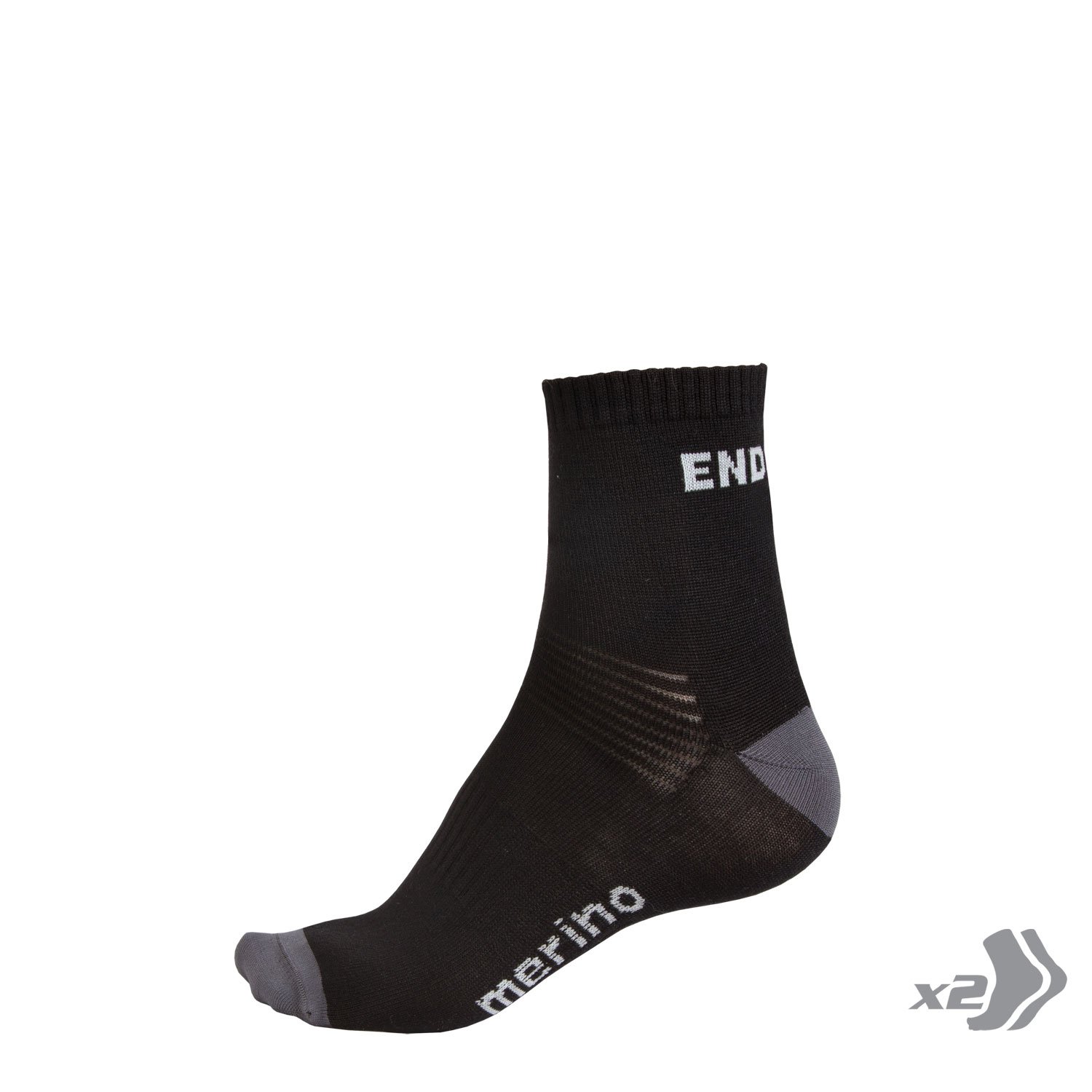 Endura BaaBaa Merino Cycling Cycling Sock (Twin Pack) Black, L/XL