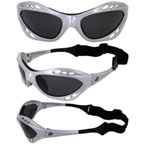 Birdz Eyewear Polarized Goggles Kite Surf Water Sport Surfing, Kayaking, Jetskiing PWC Personal Water Craft Silver Frame