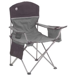 coleman camping chair with 4 can cooler | chair with built in 4 can cooler, grey/black