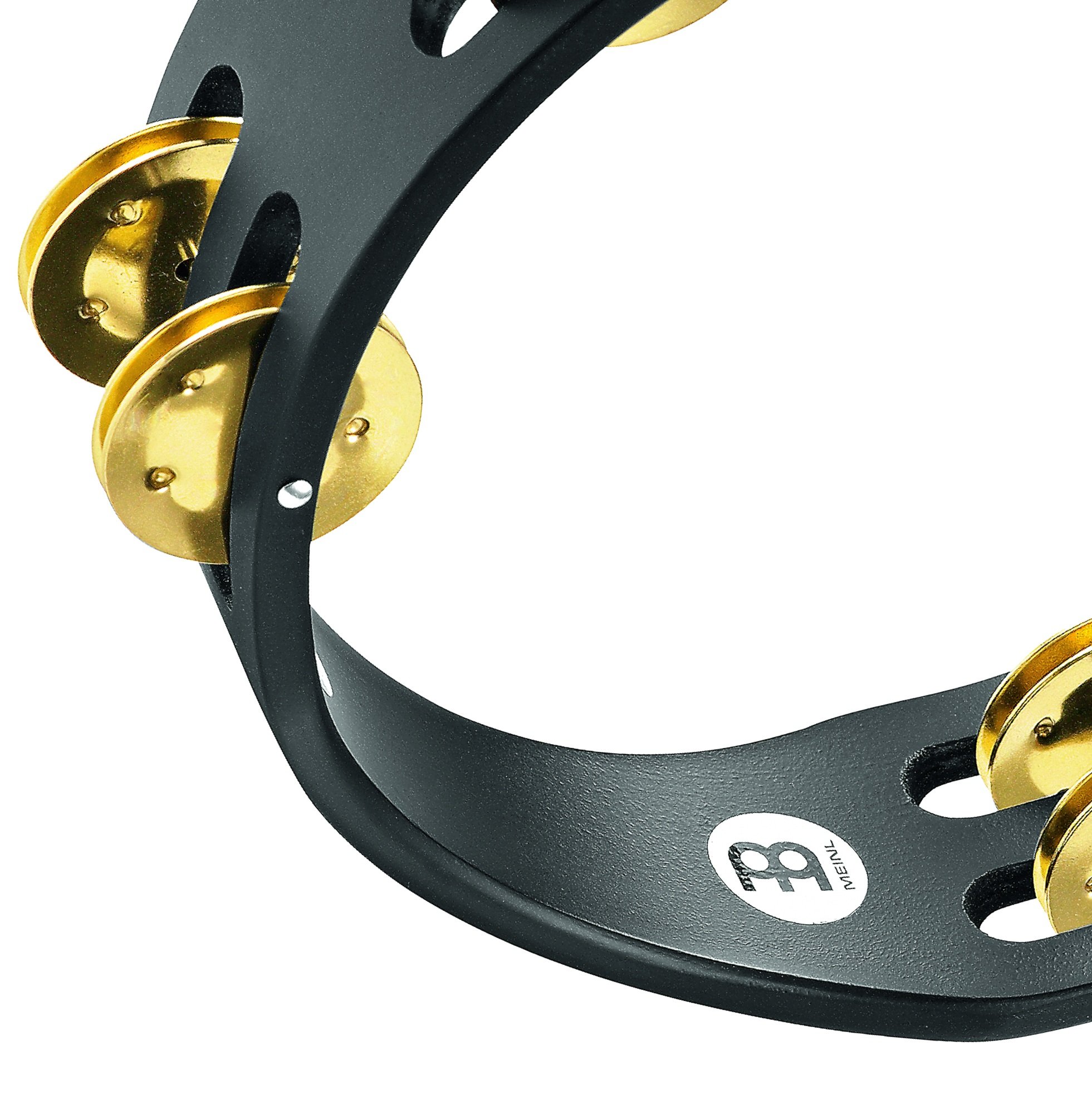 Meinl Percussion Compact Wood Tambourine with Solid Brass Jingles, Double Row — NOT MADE in CHINA — for All Musicians, 2-YEAR WARRANTY (CTA2B-BK)