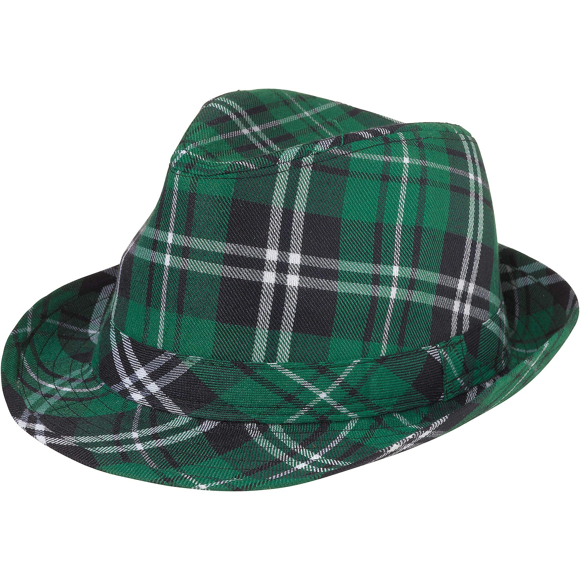 Amscan St. Patrick's Day Plaid Fedora Hat - 5 1/8" x 10", One Size, Green - Pack of 1