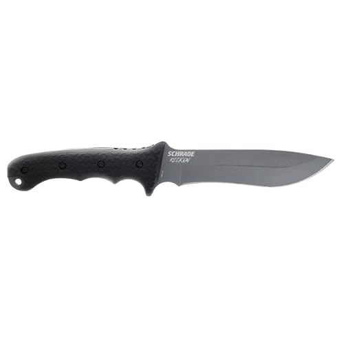 Schrade Delta Class Reckon Tini Fixed Blade with 1095 High Carbon Steel Blade, 6.4in Fixed Blade for Buschcrafting, EDC