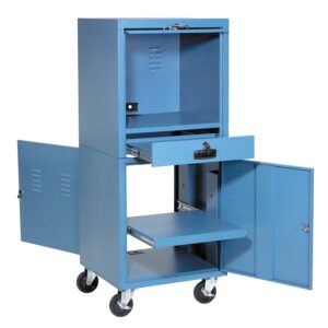 Global Industrial Mobile Security Computer Cabinet, Blue, 24-1/2"W x 22-1/2"D x 60-3/8"H