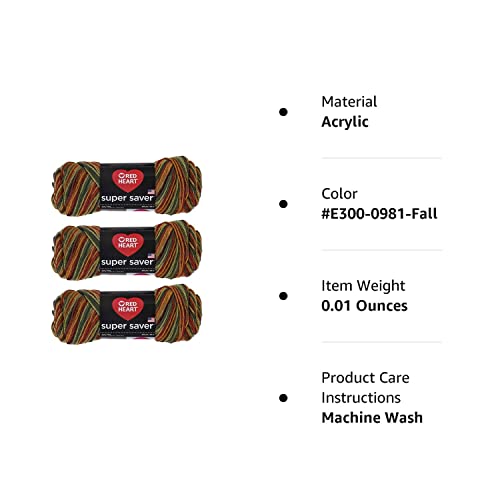 Bulk Buy: Red Heart Super Saver Yarn (3-Pack) Fall E300-981