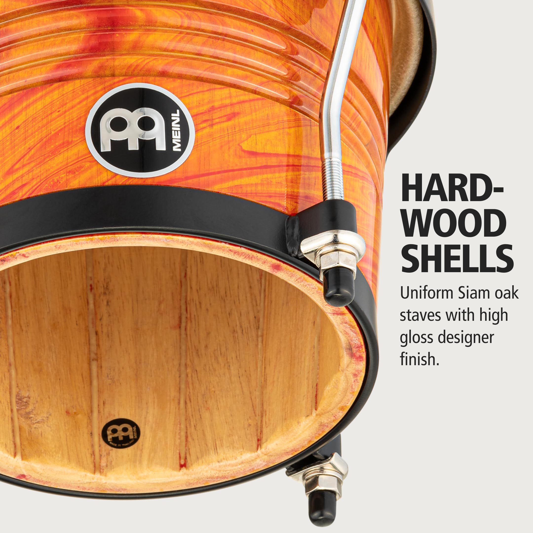 Meinl Percussion FWB190AF Free Ride Series Wood Bongos, Amber Flame Finish