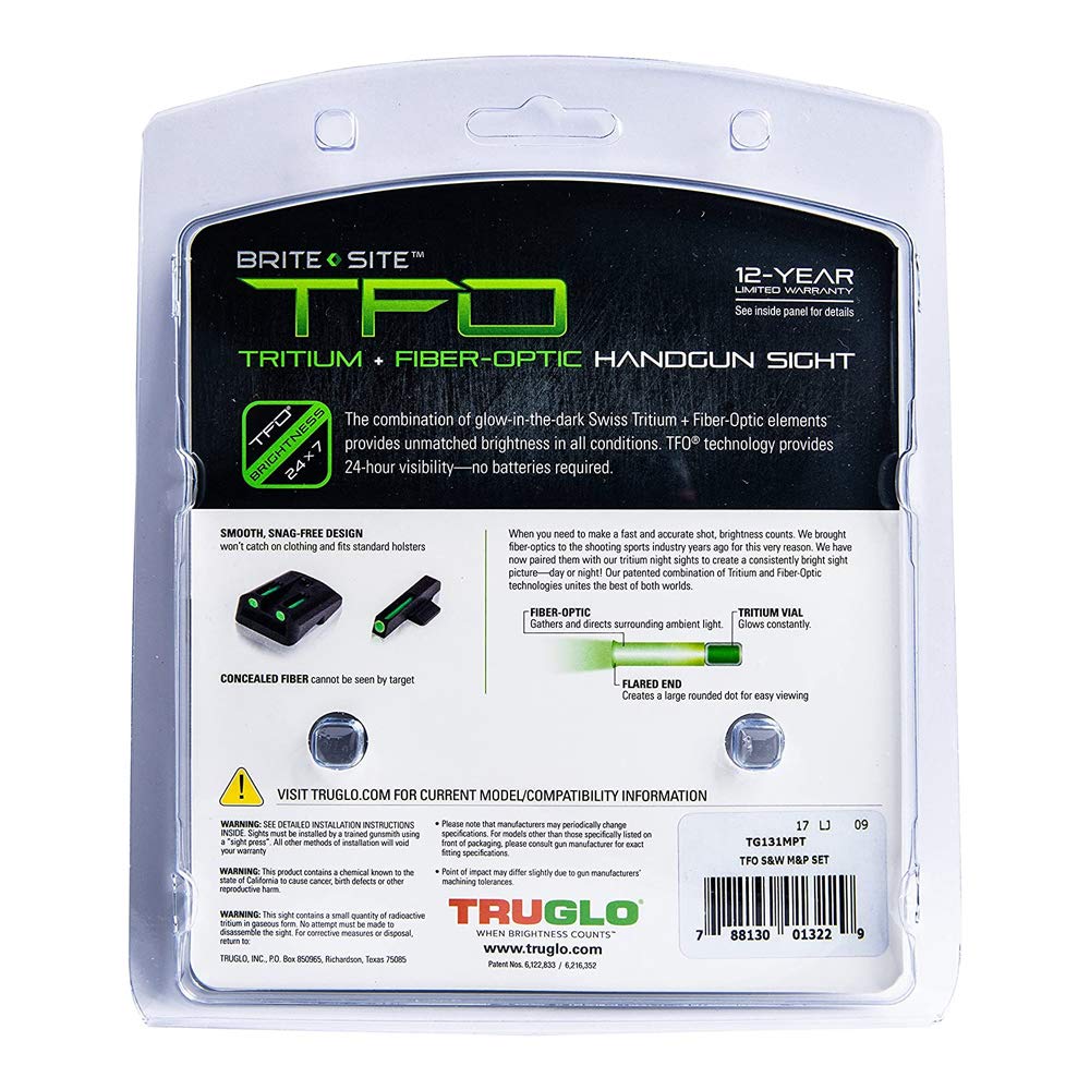 TruGlo TG131MPT TFO Handgun Pistol Laser Sight Accessories Set with TRIDOT Aiming System, Compatible with Smith & Wesson M&P, SD9 and SD40 Models