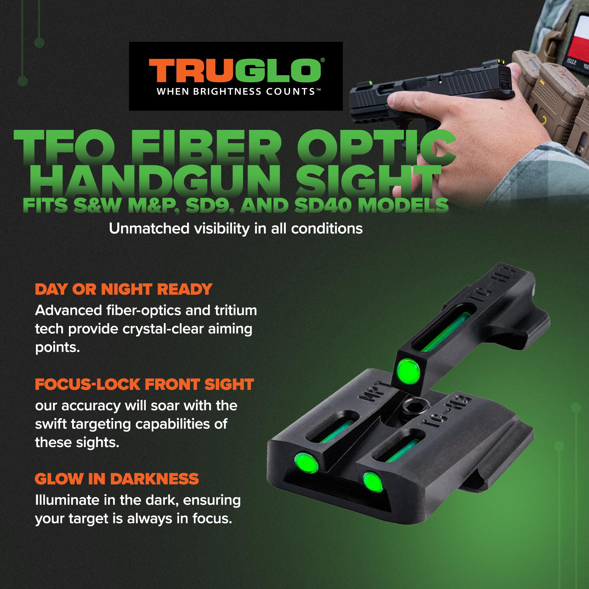 TruGlo TG131MPT TFO Handgun Pistol Laser Sight Accessories Set with TRIDOT Aiming System, Compatible with Smith & Wesson M&P, SD9 and SD40 Models