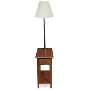 Leick Home 9037-MED One Drawer Swing Arm Lamp Side Table with Shelf, Medium Oak