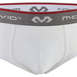 McDavid Men's Brief with FlexCup, Moisture-Wicking & Lightweight Protection, Support & Enhanced Fit, Includes FlexCup, White, Youth Regular