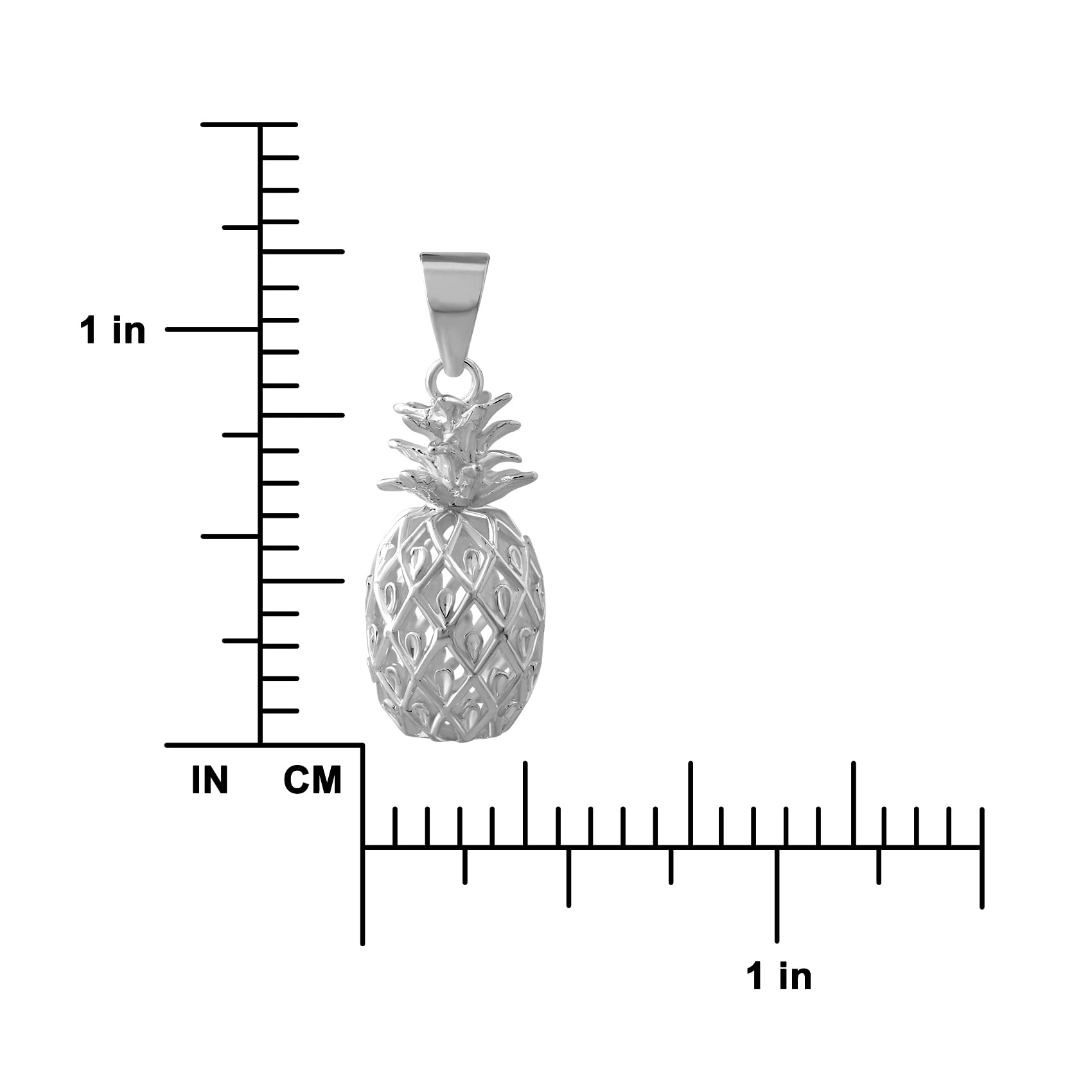 Sterling Silver Medium Pineapple Pendant Necklace, 16+2" Extender