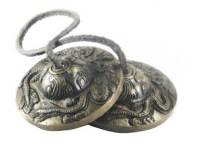 tingsha tibetan meditation bell 2.5" dragon embossed