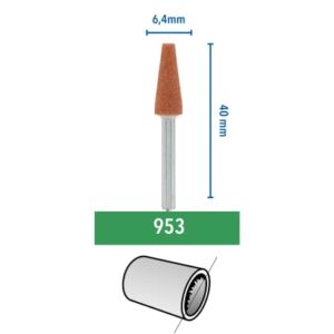 Dremel 953 Aluminium Oxide Grinding Stones Accessory Set, 3 Cone-shaped Grinding Stones for Grinding and Sharpening Metals (6,4 mm)