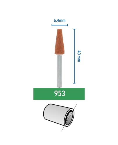 Dremel 953 Aluminium Oxide Grinding Stones Accessory Set, 3 Cone-shaped Grinding Stones for Grinding and Sharpening Metals (6,4 mm)