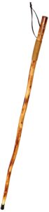 se survivor series 55" hand carved wolf hiking stick, weatherproof, rope wrapped, metal tip - ws626-55rw