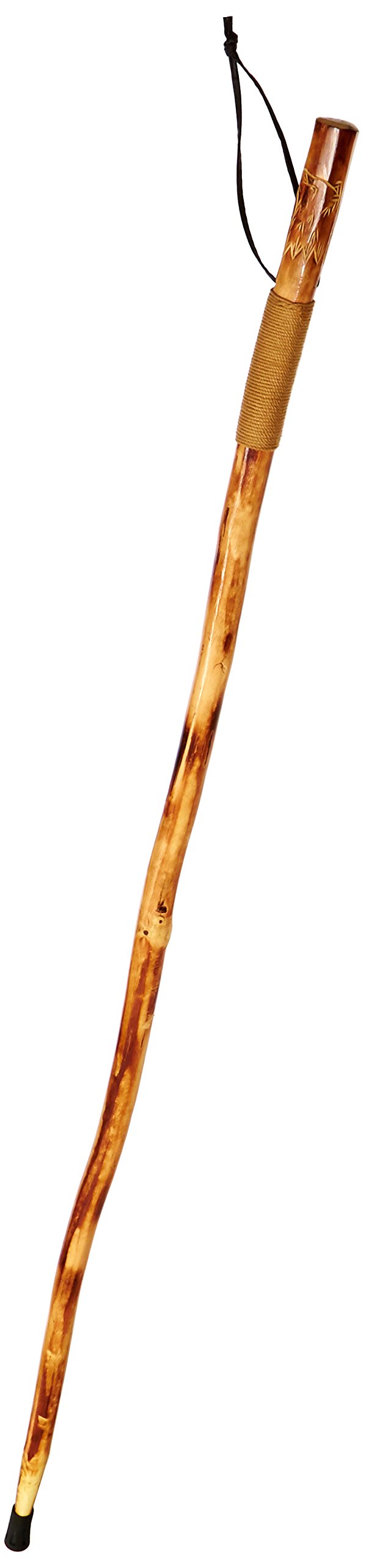 SE Survivor Series 55" Hand Carved Wolf Hiking Stick, Weatherproof, Rope Wrapped, Metal Tip - WS626-55RW