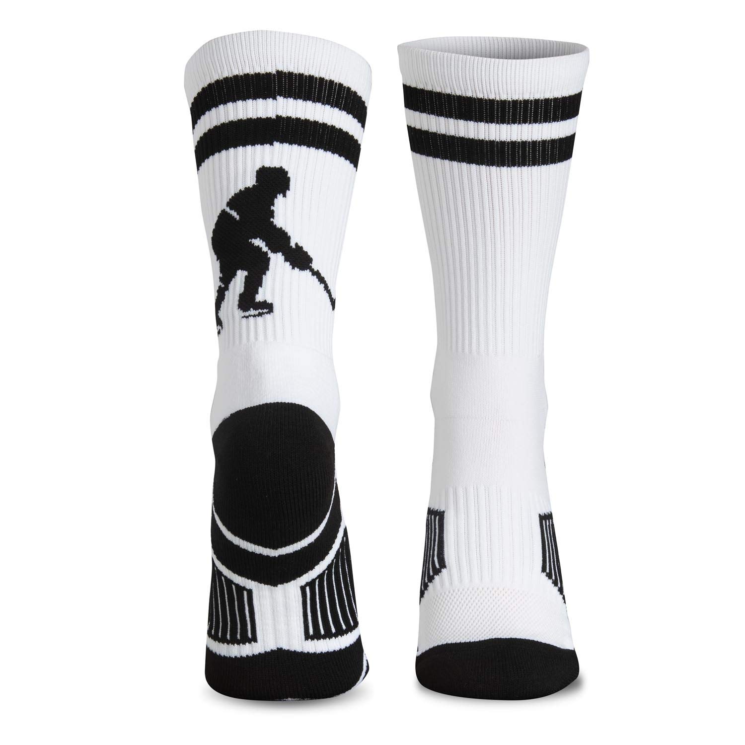 ChalkTalkSPORTS Hockey Mid-Calf Socks | Hockey Player | White/Black