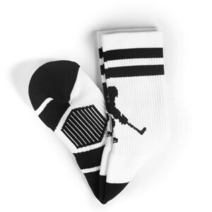 ChalkTalkSPORTS Hockey Mid-Calf Socks | Hockey Player | White/Black