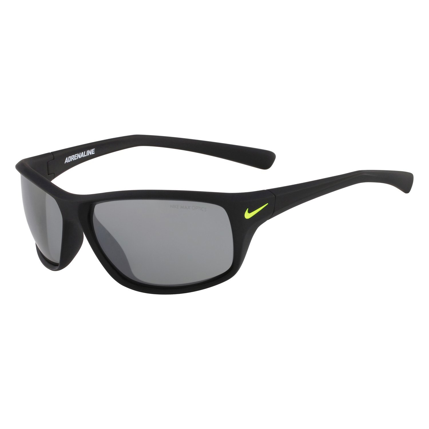 Nike Adrenaline Sunglasses, Matte Black, Grey with Silver Flash Lens