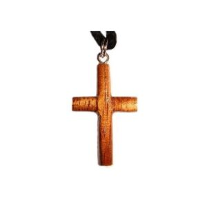 zero gravity hawaii hawaiian koa wood small cross pendant necklace 1" height