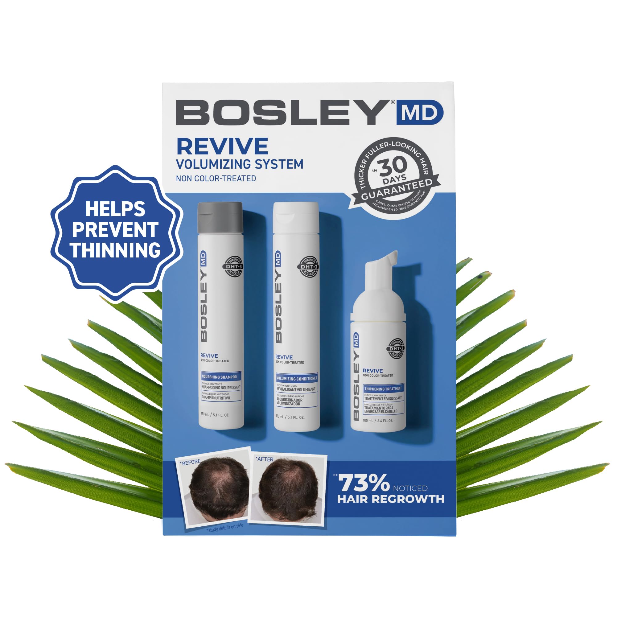 BosleyMD BosRevive KIT for Visible Hair Thinning (Non Color-Treated), Starter Size (30 Days)