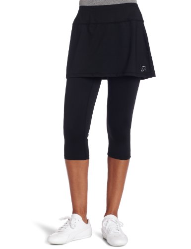 Skirt Sports Women's Lotta Breeze Capri Skirt - Skirt with Moisture-Wicking Capri Leggings, Black, M