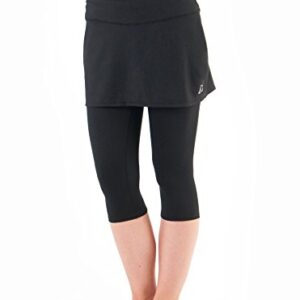 Skirt Sports Women's Lotta Breeze Capri Skirt - Skirt with Moisture-Wicking Capri Leggings, Black, M