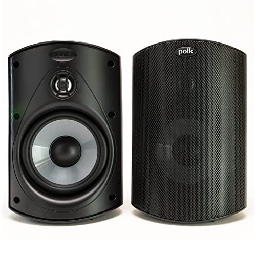 Polk Audio Atrium 4 Outdoor Speakers with Powerful Bass (Pair, Black), All-Weather Durability, Broad Sound Coverage, Speed-Lock Mounting System